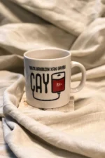 Porselen Kupa Bazılarımızın Kan Grubu Çay RH+ Beyaz