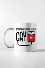 Porselen Kupa Bazılarımızın Kan Grubu Çay RH+ Beyaz - Görsel 2