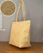 Hasır Omuz Çantası -  Simli Jüt Dokulu - Fermuarlı