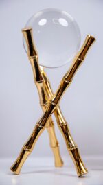 Dekor - 2'li Bambu Ayaklı Küre - Altın - Görsel 3