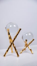 Dekor - 2'li Bambu Ayaklı Küre - Altın - Görsel 2