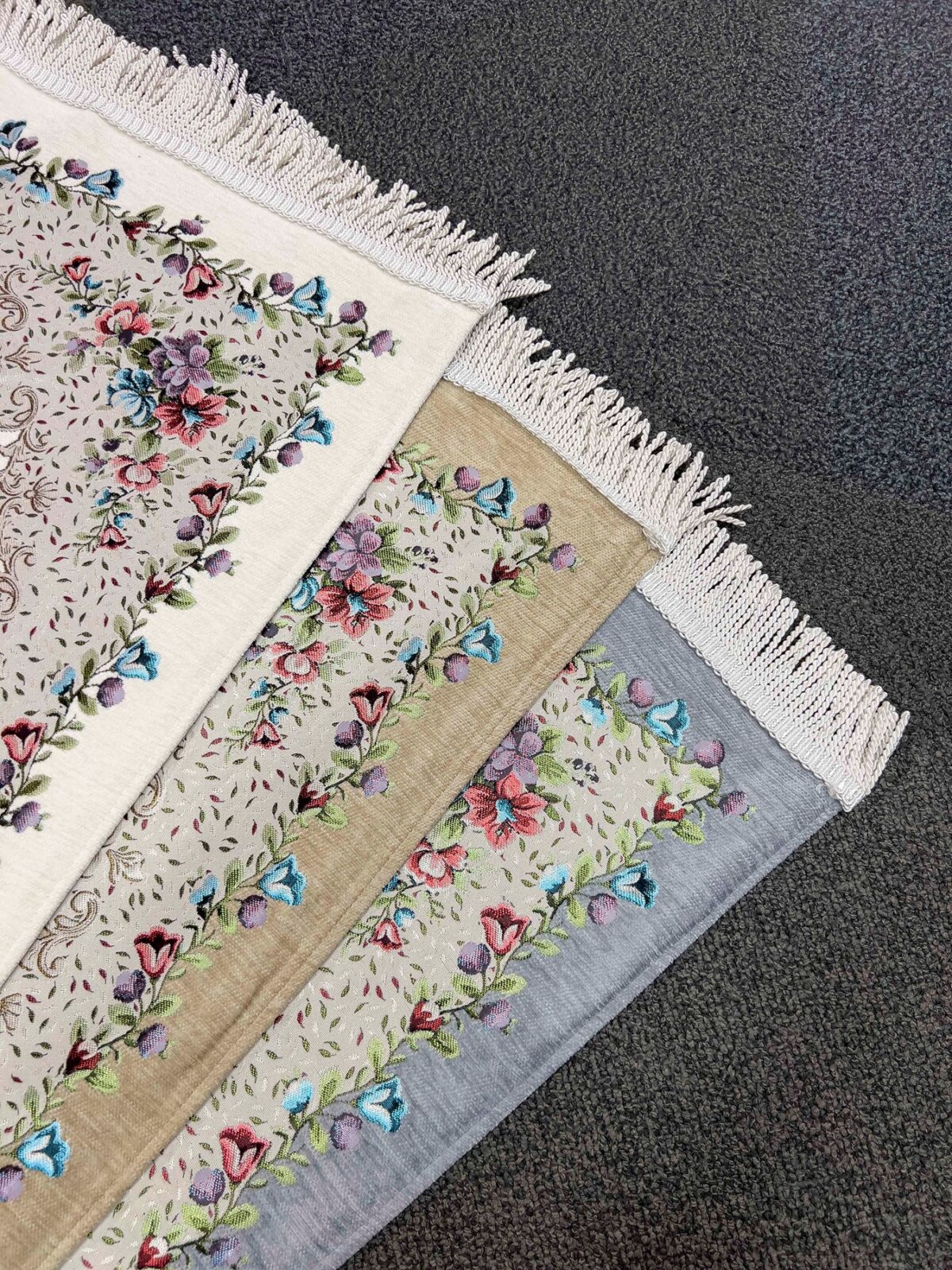 Altın Nakış Seccade - Şönil Kumaş - Krem - Görsel 5