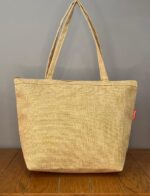 Hasır Omuz Çantası -  Simli Jüt Dokulu - Fermuarlı - Görsel 2