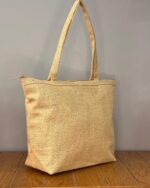 Hasır Omuz Çantası -  Natural Jüt Dokulu - Fermuarlı - Görsel 3