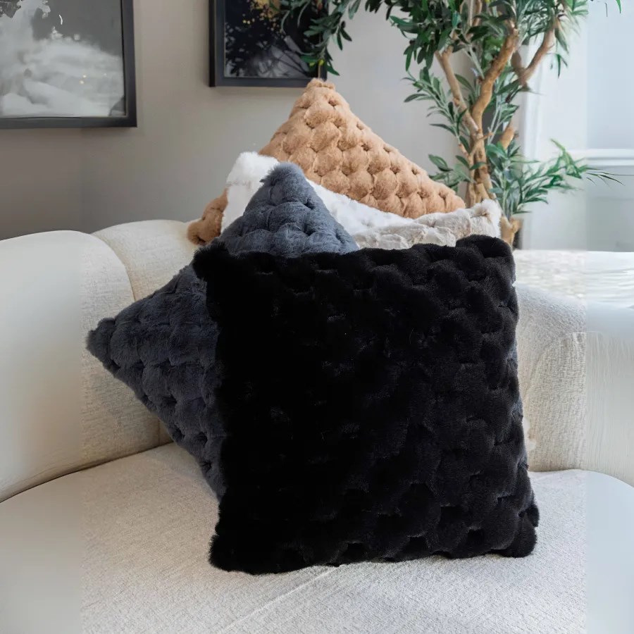 Kırlent - Peluş - Hasır Desenli