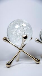 Dekor - 2'li Kristal Küreli Metal Obje - Gümüş - Görsel 2