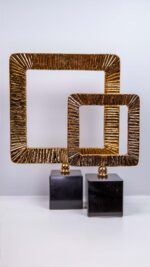 Dekor - 2'li Çizgili Kare Çerçeve Takım - Altın