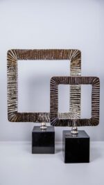 Dekor - 2'li Çizgili Kare Çerçeve - Gümüş