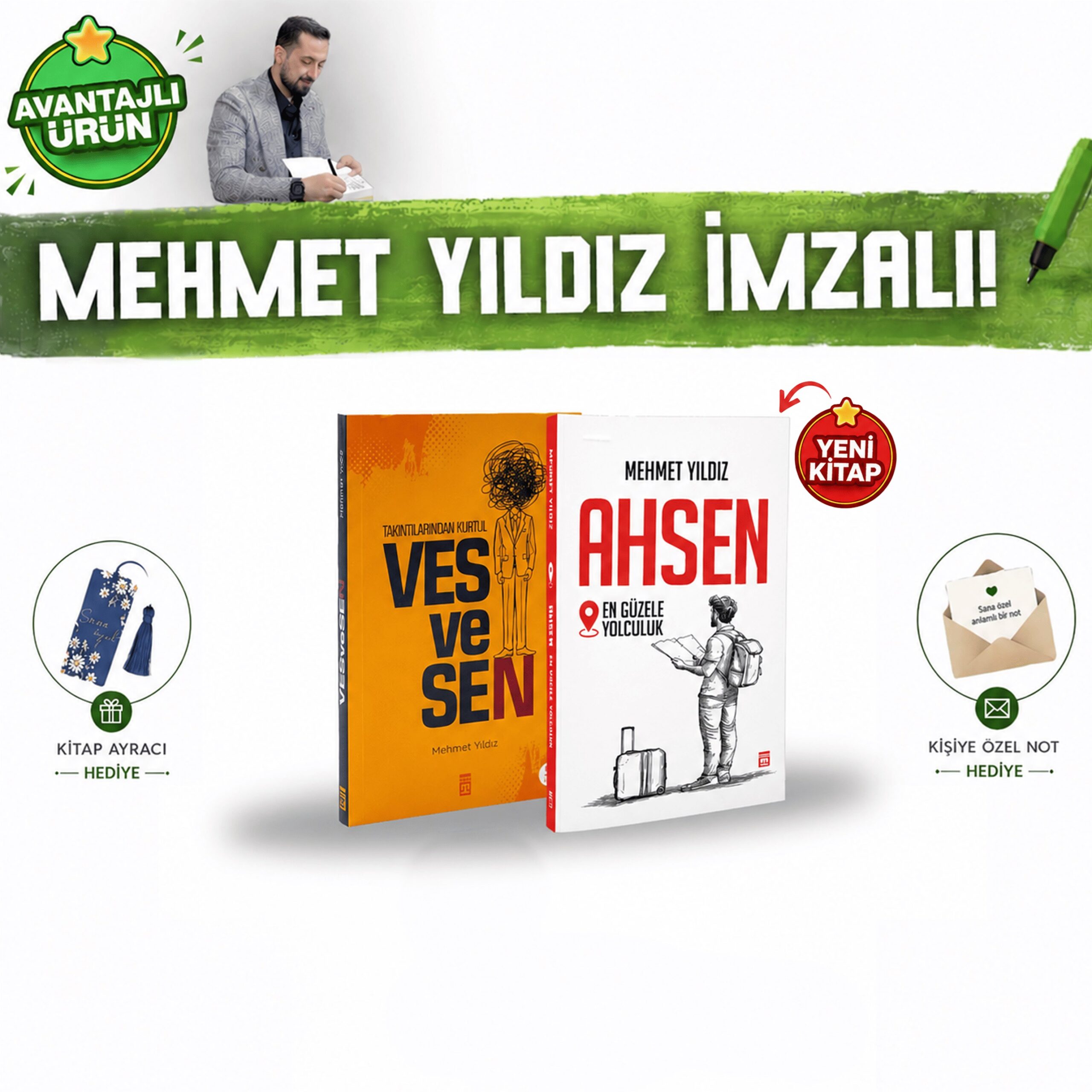 Ahsen & Vesvesen Kitap Seti | Mehmet Yıldız Çok Satan 2’li Manevi Gelişim Seti
