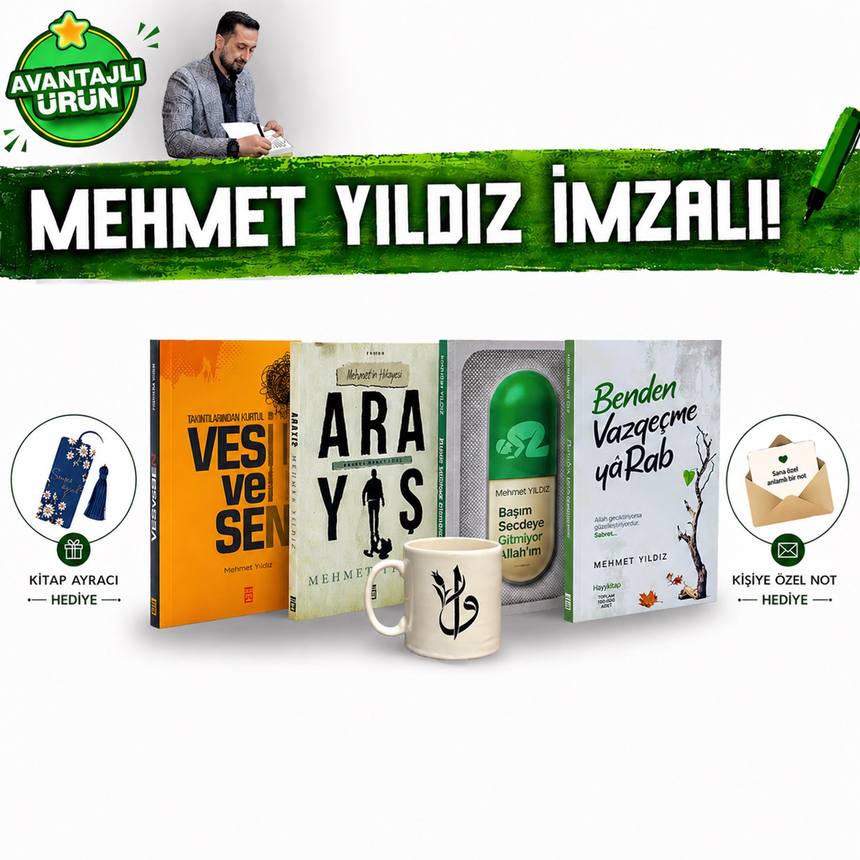 32453a6f2db945899ed5969e71cf71f7.jpg Mehmet Yıldız Son 4 Kitap İmzalı Set Elif Vav Kupa Bardak Özel Okuma Hediye Paketi - Görsel 1