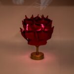 Bordo Eva Gül Tasarım Kablosuz Şarjlı Masa Lambası- Alt Eskitme Gold - Görsel 3