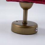 Bordo Eva Gül Tasarım Kablosuz Şarjlı Masa Lambası- Alt Eskitme Gold - Görsel 2
