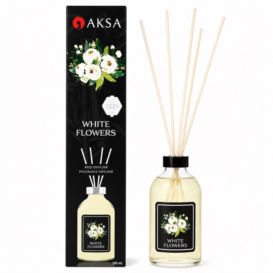 AKSA White Flowers Beyaz Çiçekler Çubuklu Oda Kokusu 100 ml